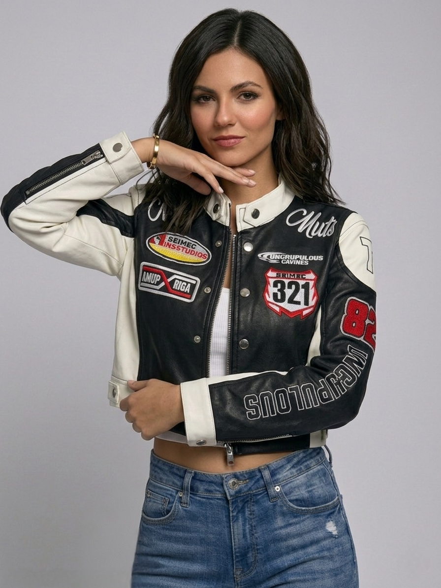 CASACA MUJER CROP 321 RACING NEGRO