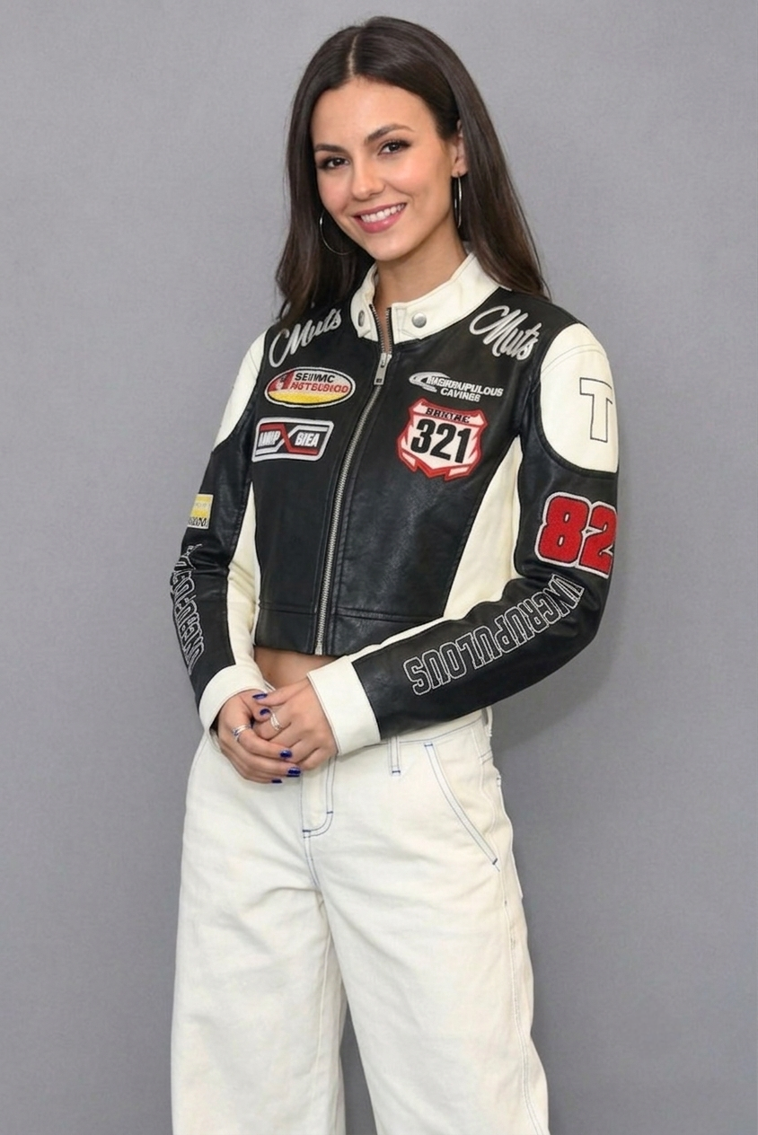 CASACA MUJER CROP 321 RACING NEGRO