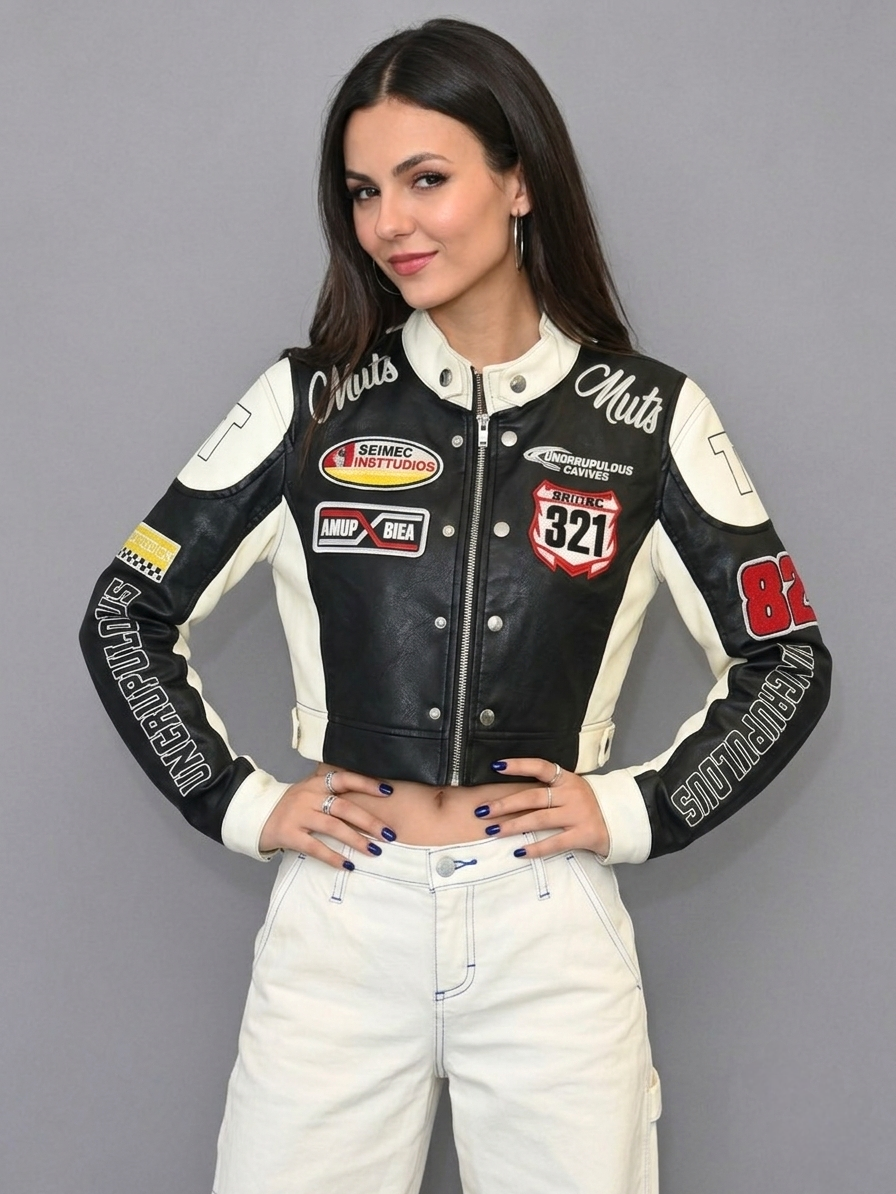 CASACA MUJER CROP 321 RACING NEGRO