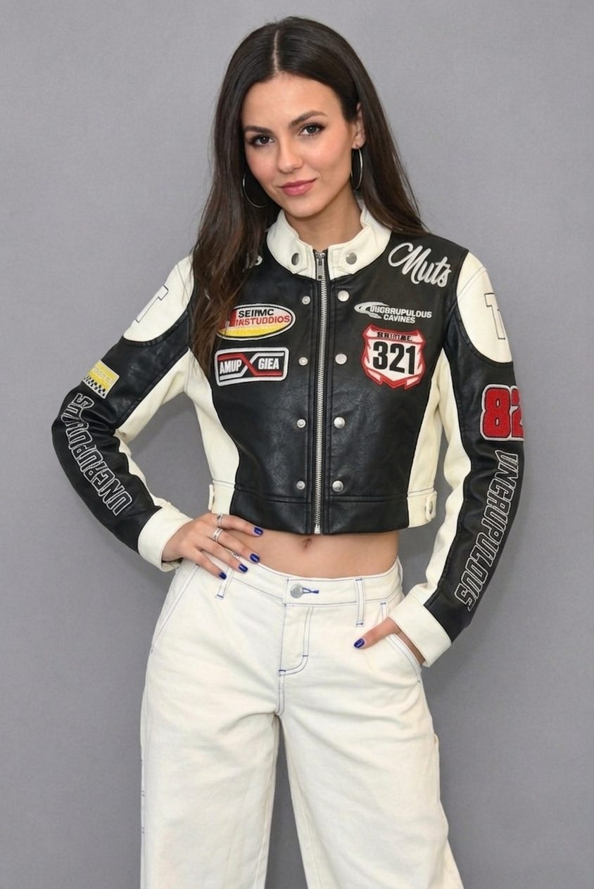 CASACA MUJER CROP 321 RACING NEGRO
