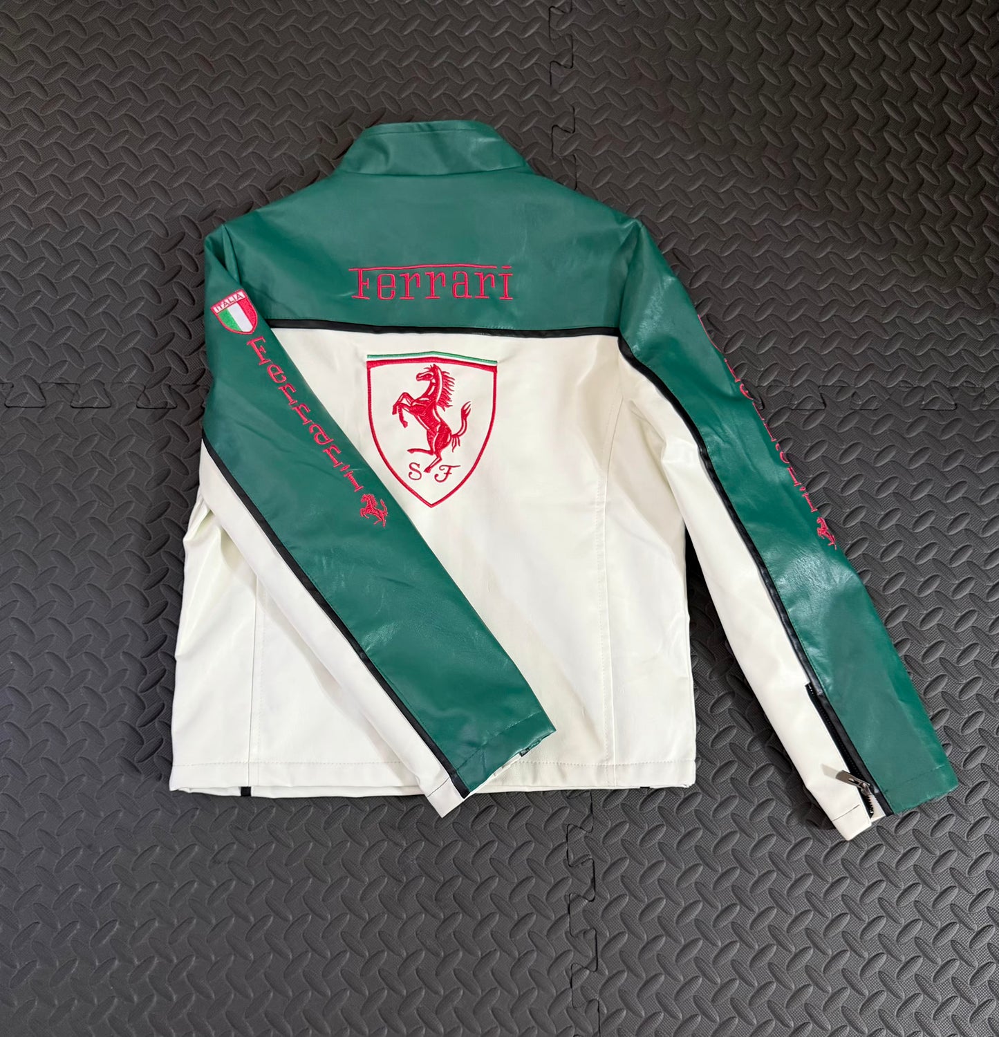 Ferrari F1 Racing Jacket Leather Women Green