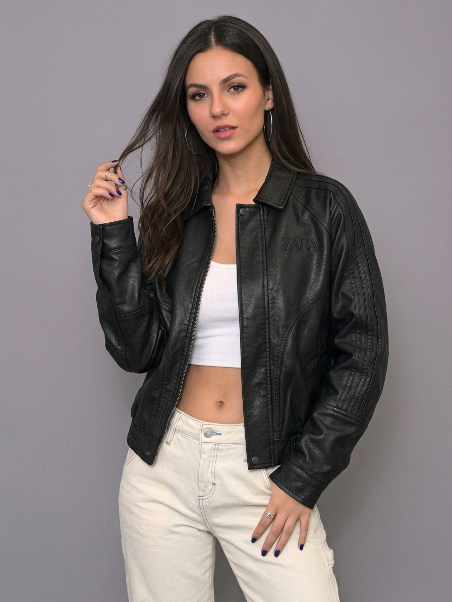 CHAQUETA ZARA MUJER STARBOY OVERSIZE NEGRO