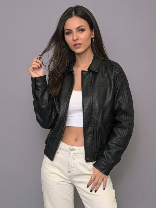 CHAQUETA ZARA MUJER STARBOY OVERSIZE NEGRO