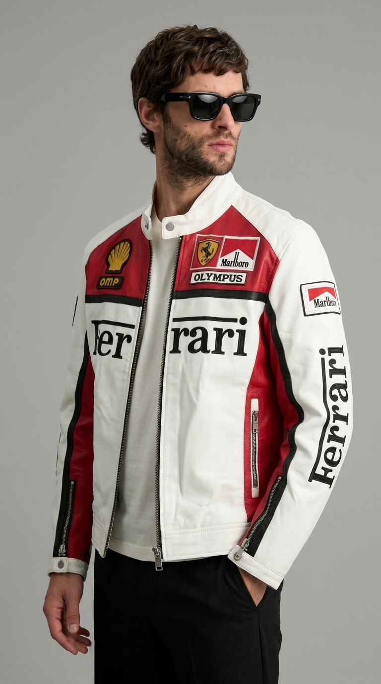 CASACA HOMBRE FERRARI MARLBORO OLYMPUS BLANCO/ROJO PREMIUM