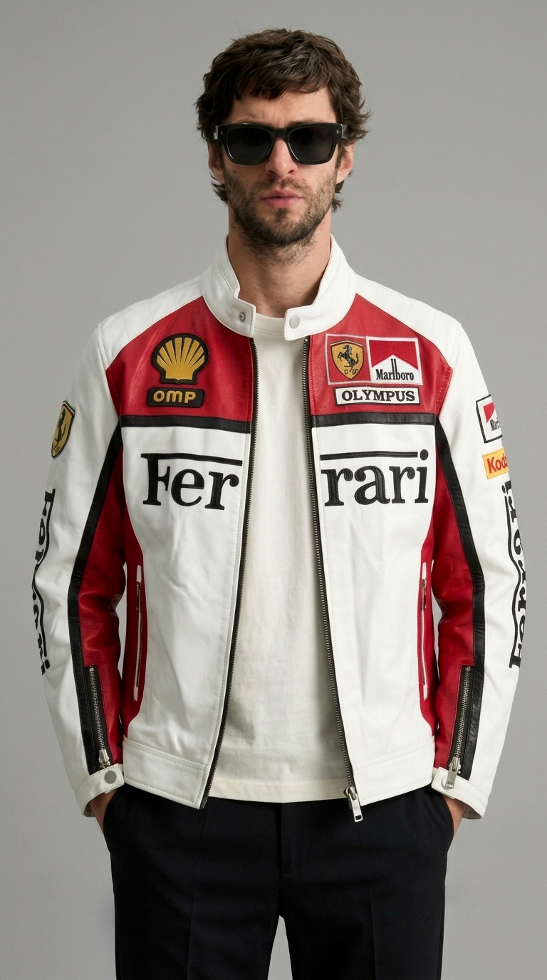 CASACA HOMBRE FERRARI MARLBORO OLYMPUS BLANCO/ROJO PREMIUM