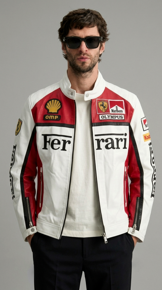 CASACA HOMBRE FERRARI MARLBORO OLYMPUS BLANCO/ROJO PREMIUM