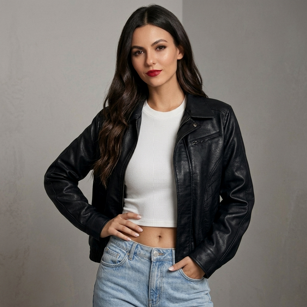 Women Starboy Leather Jacket Black