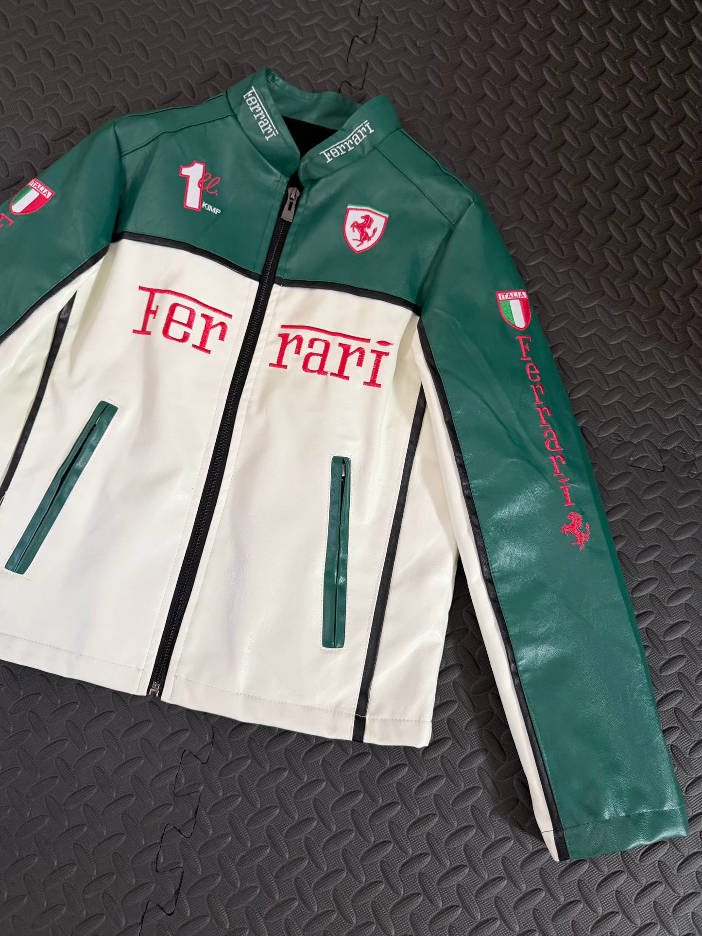 Ferrari F1 Racing Jacket Leather Women Green
