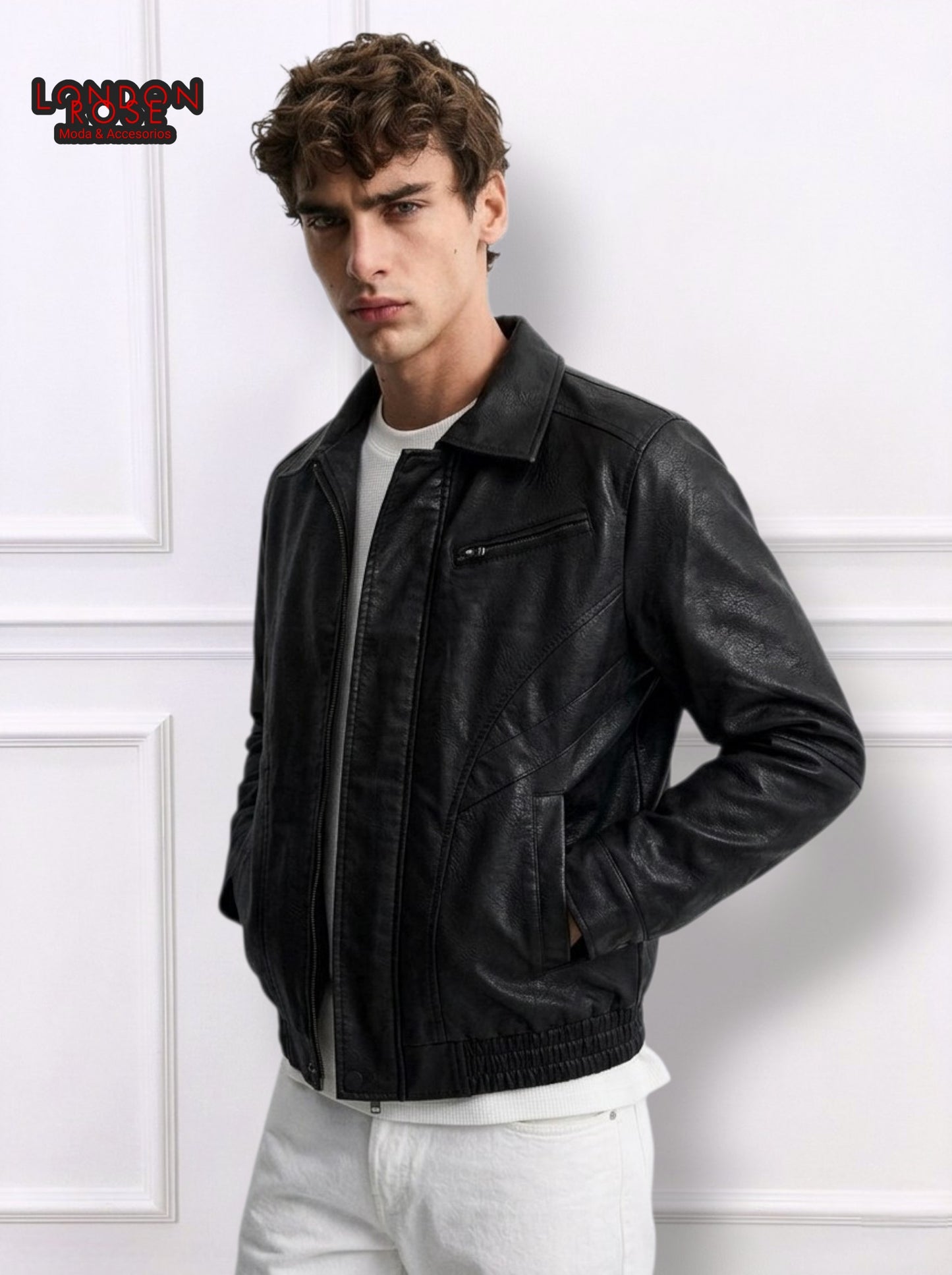 Men Starboy Leather Jacket Black