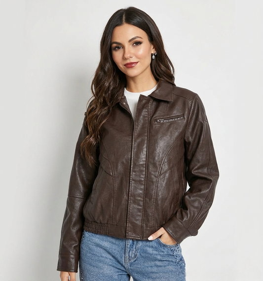 CHAQUETA MUJER ESTILO STARBOY CLASICO UNISEX MARRON