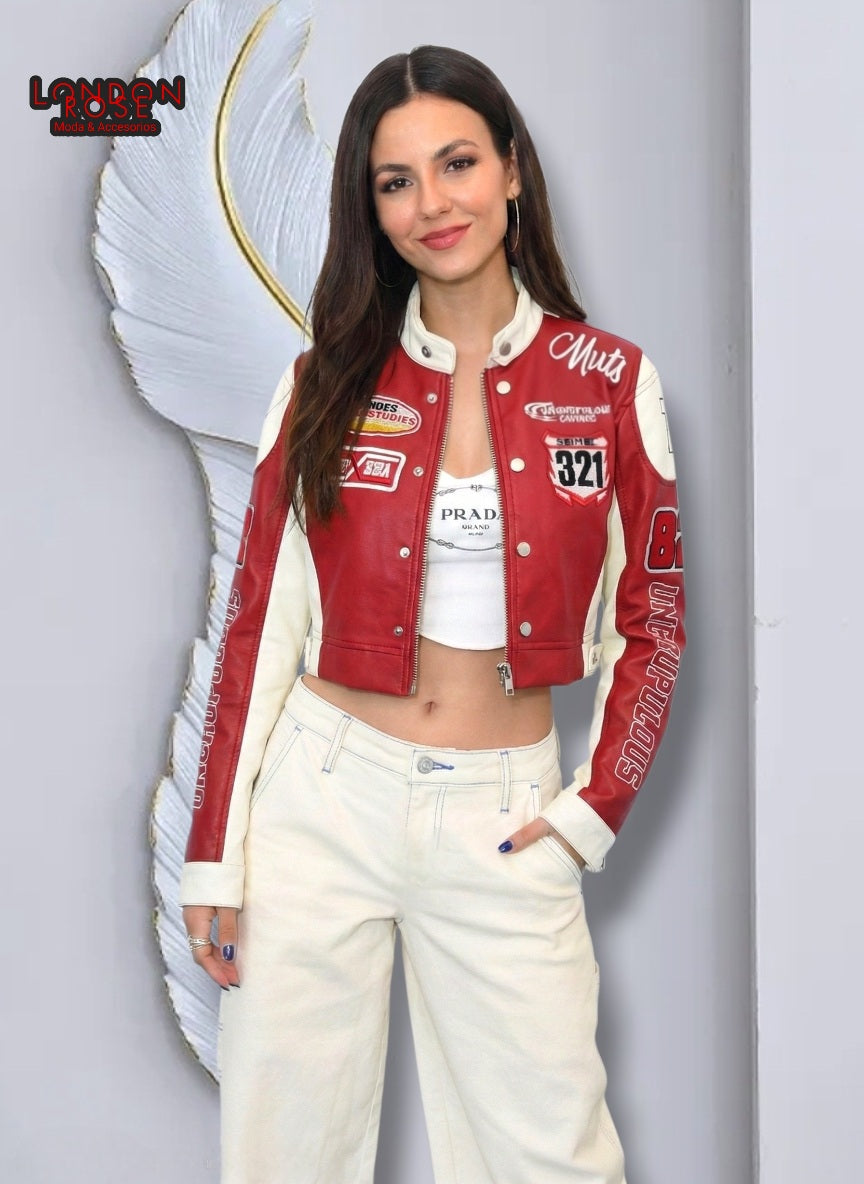 CASACA MUJER CROP 321 RACING ROJO