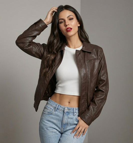 CHAQUETA MUJER ESTILO STARBOY CLASICO UNISEX MARRON