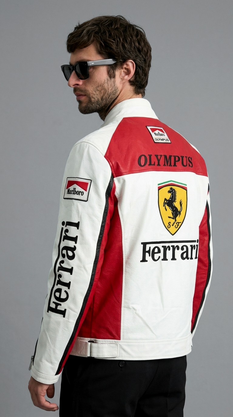 CASACA HOMBRE FERRARI MARLBORO OLYMPUS BLANCO/ROJO PREMIUM