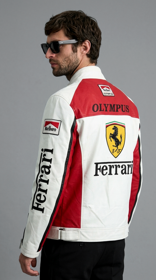 CASACA HOMBRE FERRARI MARLBORO OLYMPUS BLANCO/ROJO PREMIUM