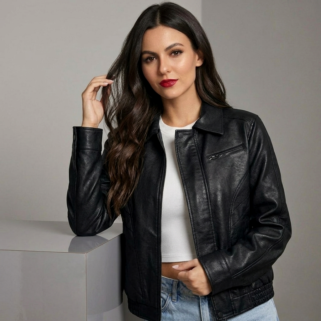 Women Starboy Leather Jacket Black