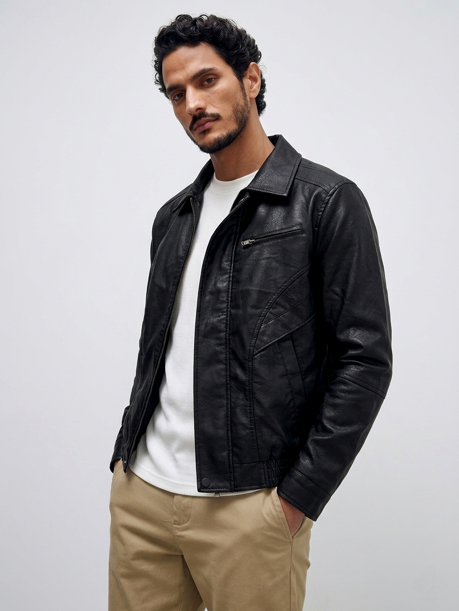 Men Starboy Leather Jacket Black