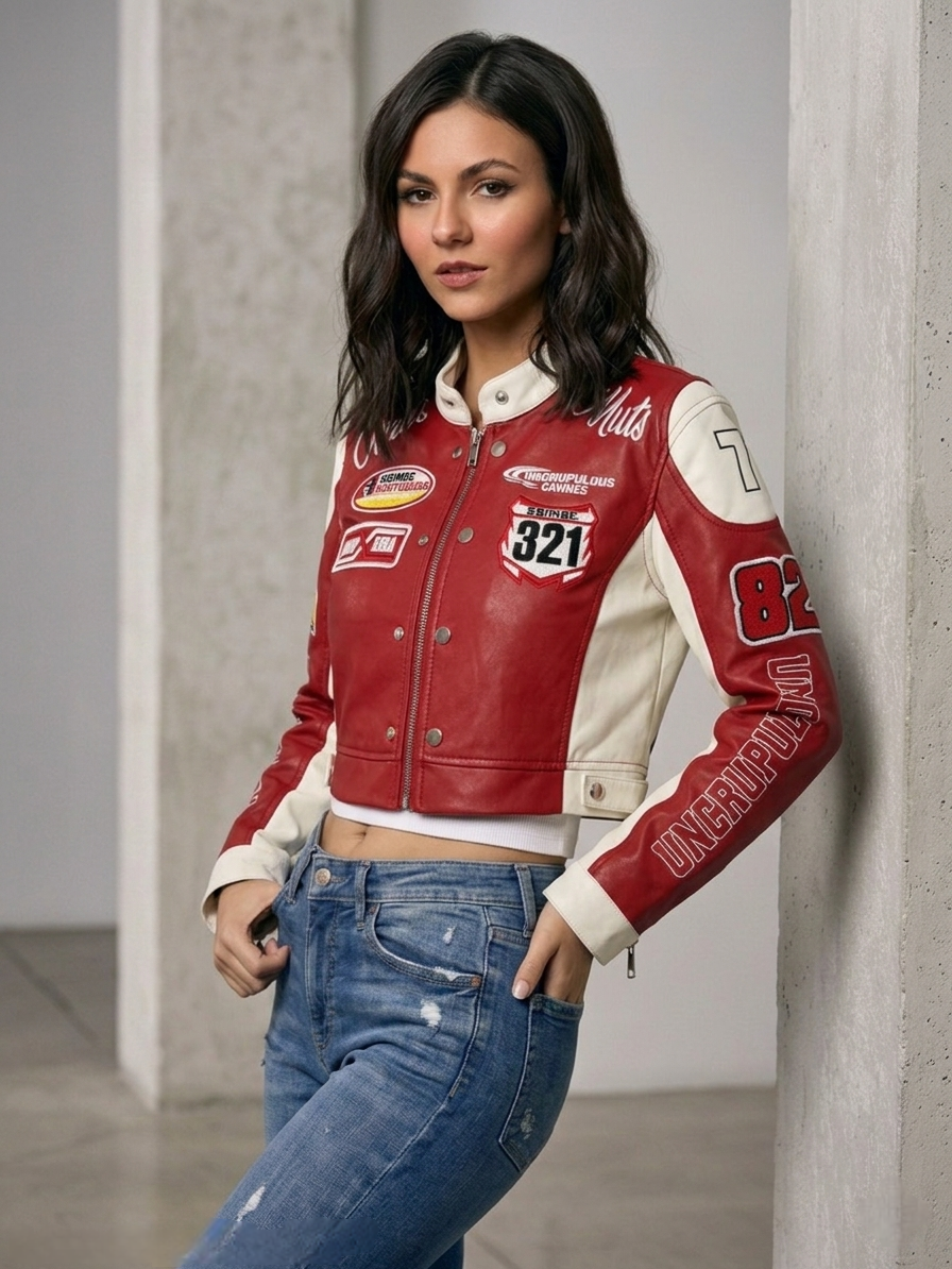 CASACA MUJER CROP 321 RACING ROJO