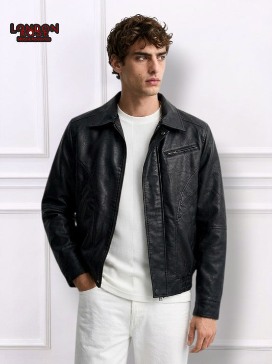 Men Starboy Leather Jacket Black