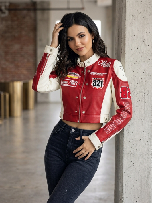 CASACA MUJER CROP 321 RACING ROJO
