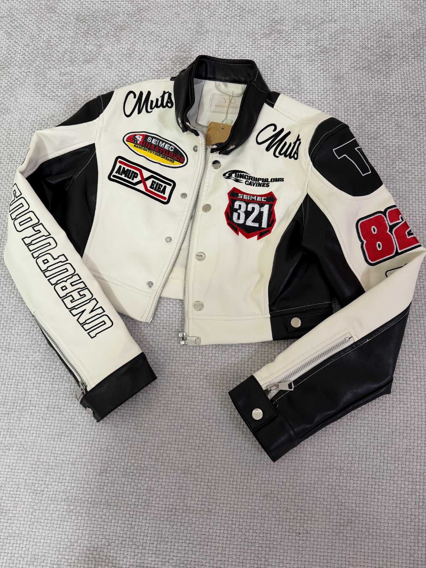 CASACA MUJER CROP 321 RACING BLANCO