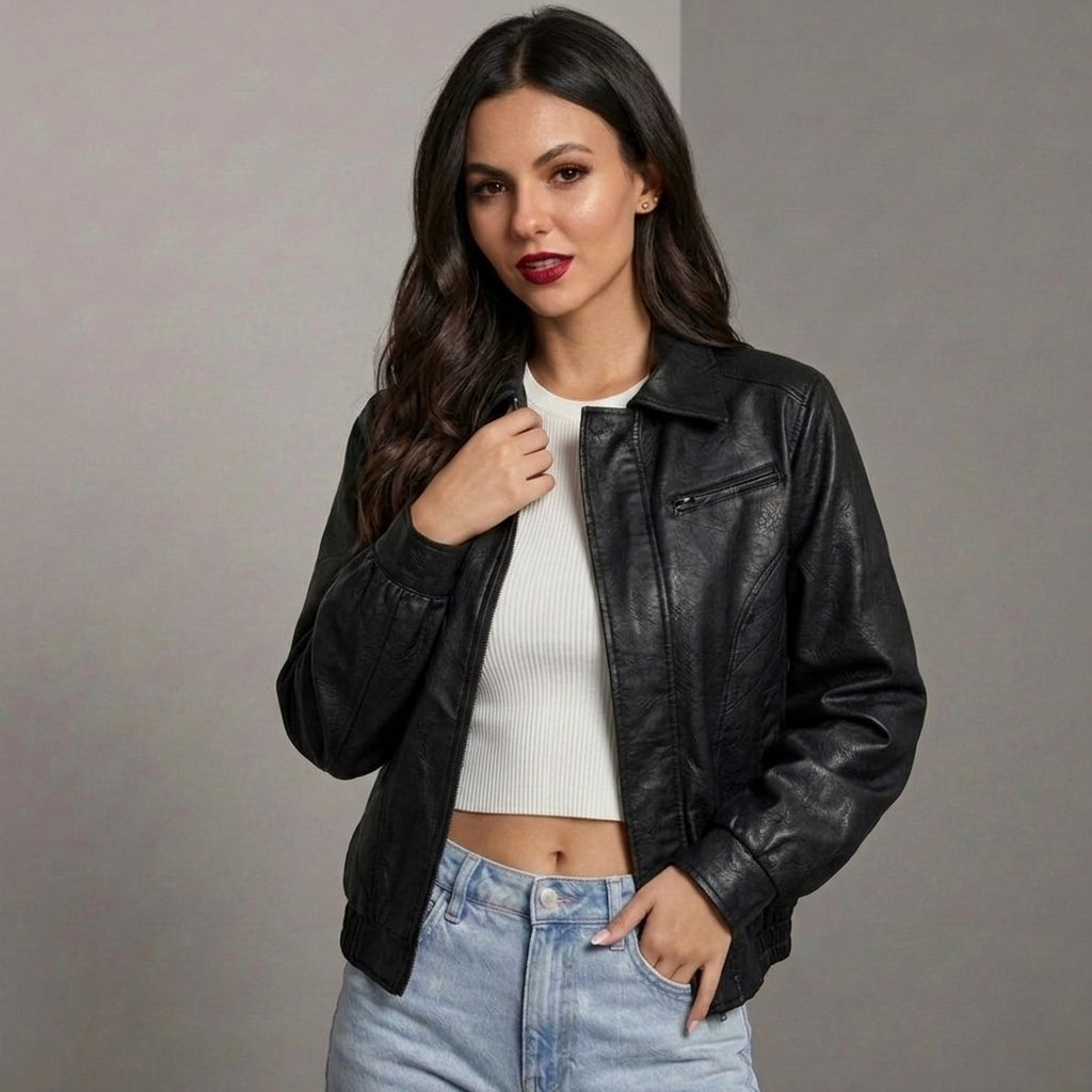 Women Starboy Leather Jacket Black