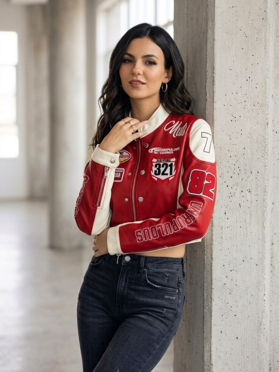 CASACA MUJER CROP 321 RACING ROJO