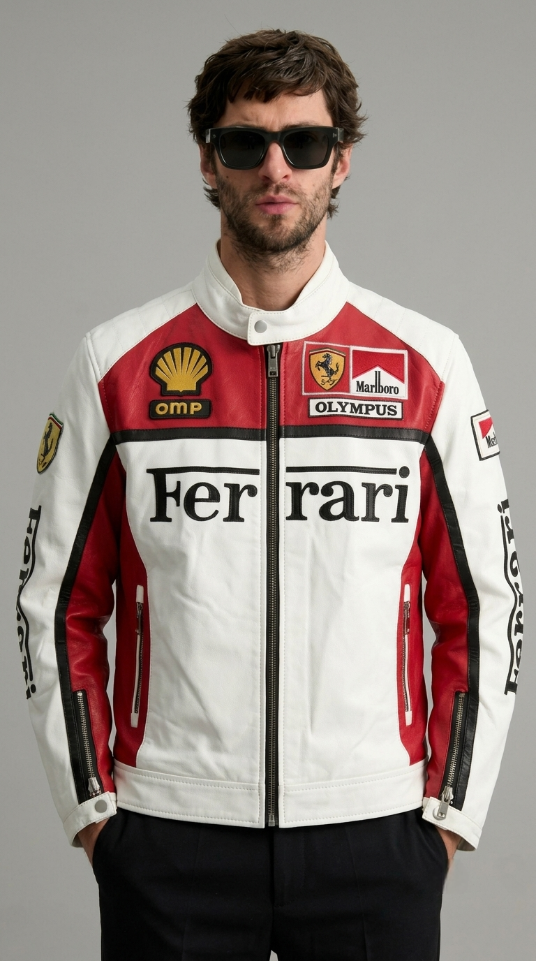 CASACA HOMBRE FERRARI MARLBORO OLYMPUS BLANCO/ROJO PREMIUM