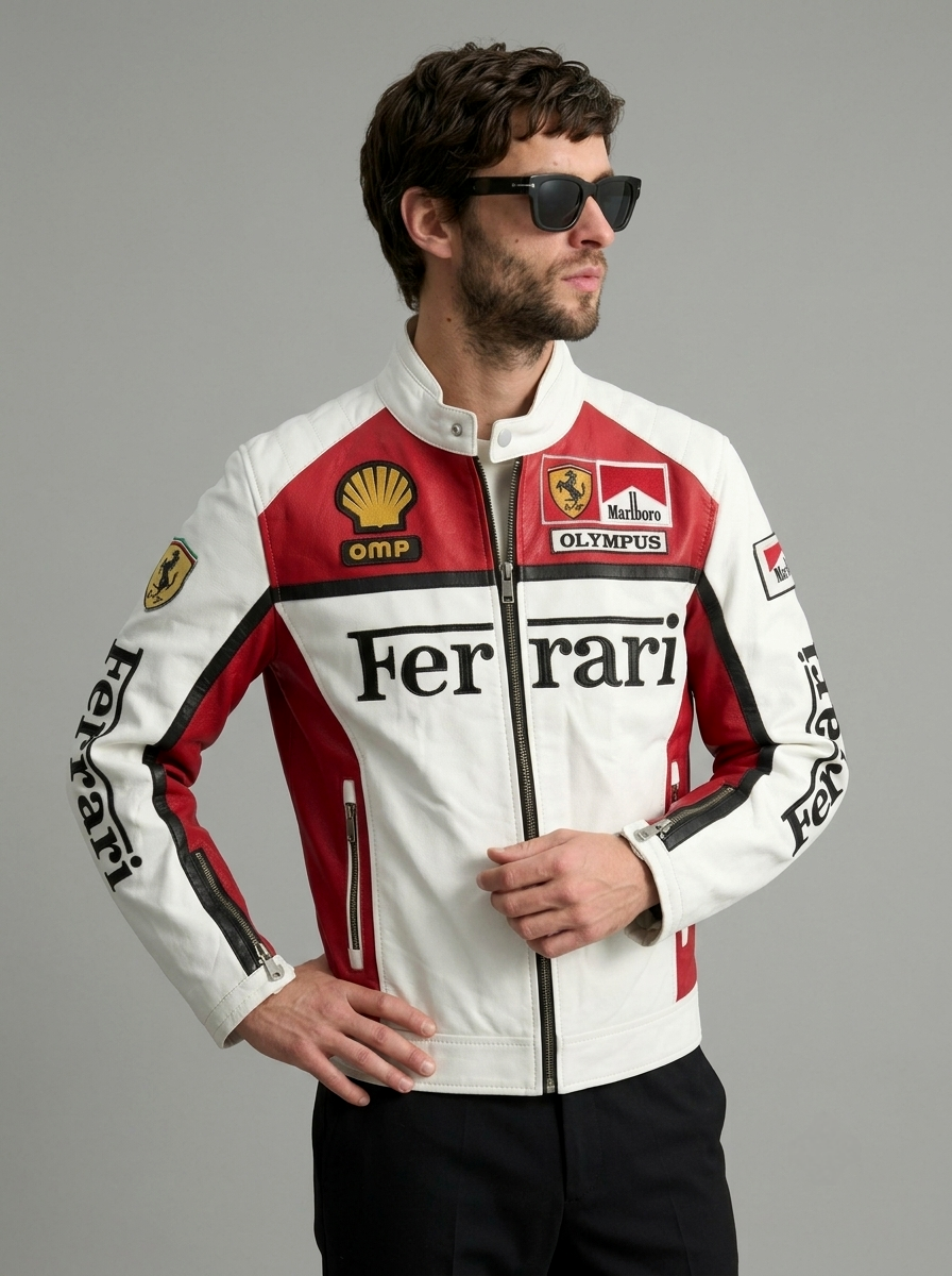 CASACA HOMBRE FERRARI MARLBORO OLYMPUS BLANCO/ROJO PREMIUM