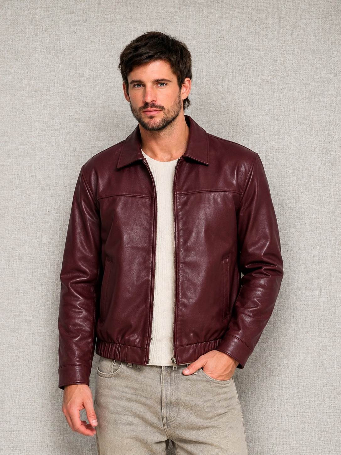 CASACA BASICO HOMBRE CAMISERO BORGOÑA
