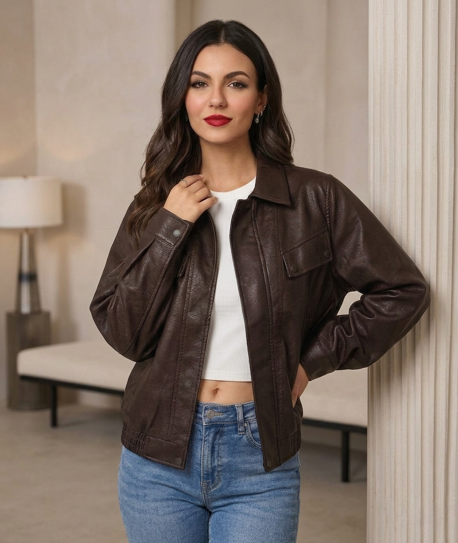 CHAQUETA MUJER ESTILO STARBOY UNISEX MARRON