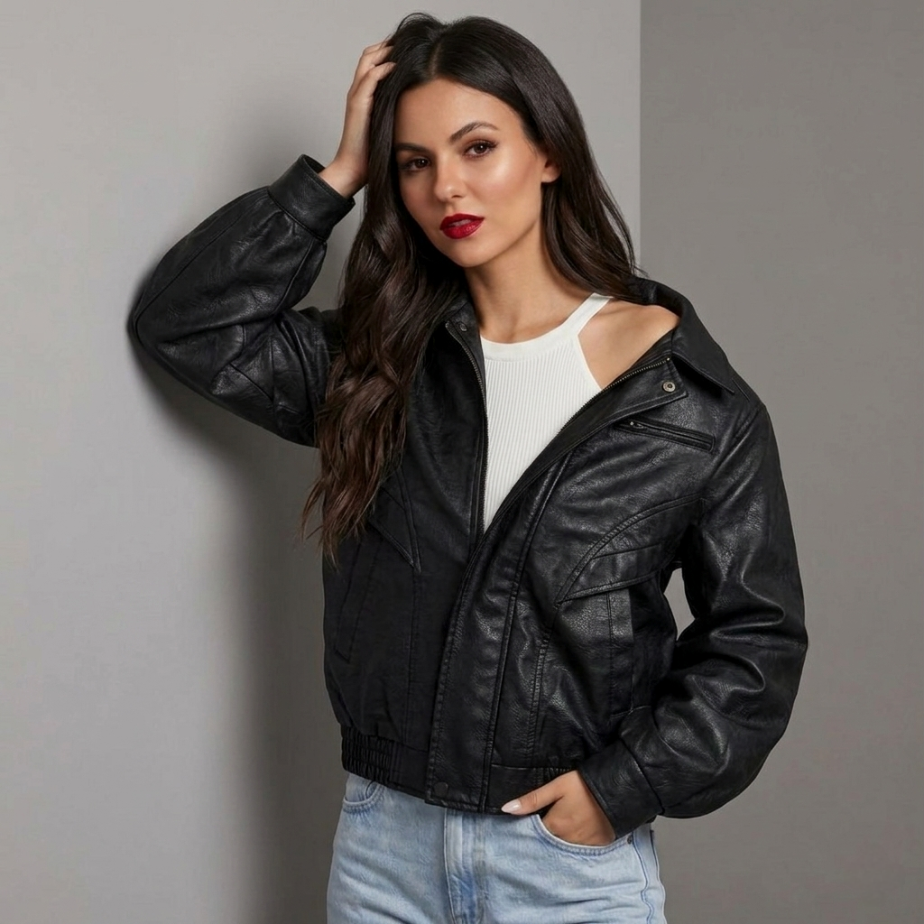 Women Starboy Leather Jacket Black