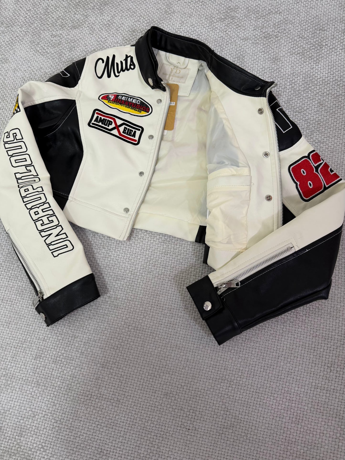 CASACA MUJER CROP 321 RACING BLANCO