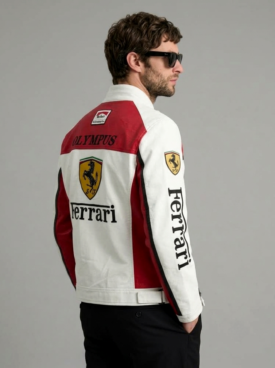 CASACA HOMBRE FERRARI MARLBORO OLYMPUS BLANCO/ROJO PREMIUM