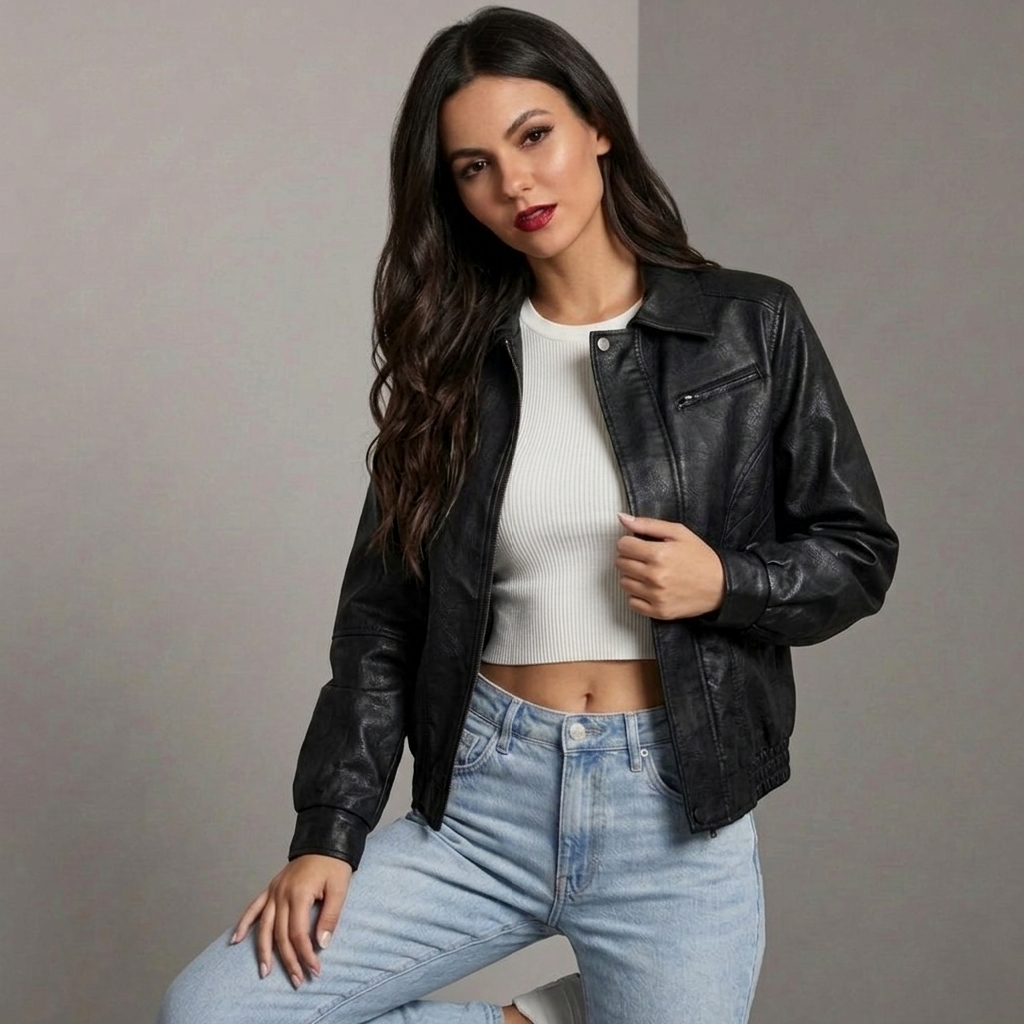 Women Starboy Leather Jacket Black