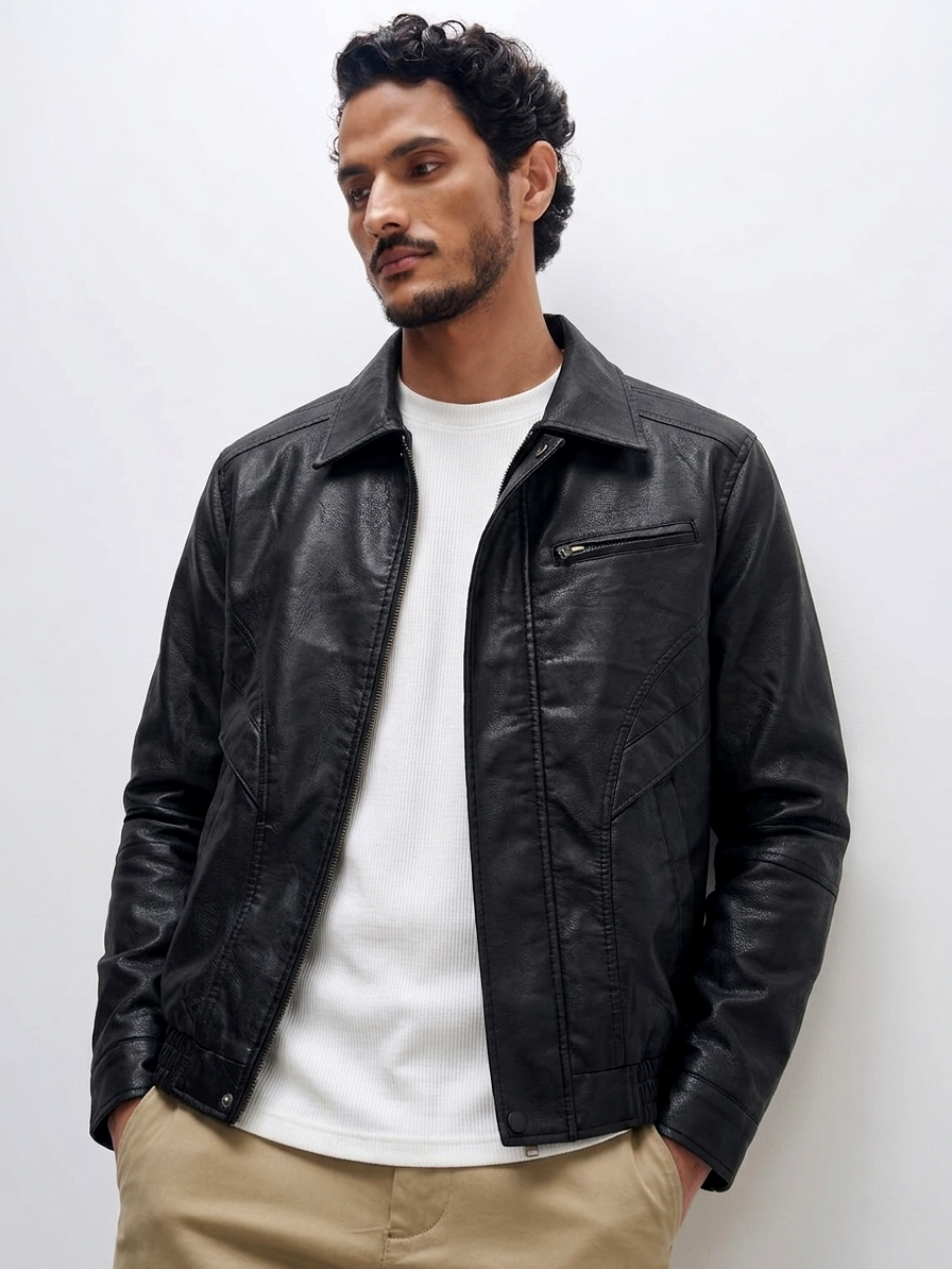 Men Starboy Leather Jacket Black